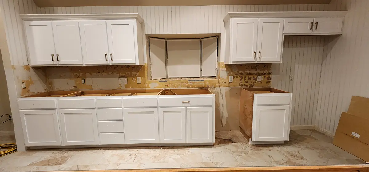 Cabinet run set and levelled during installation